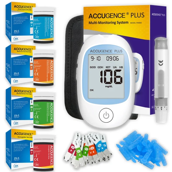 4 in 1 Multifunction Monitor Hemoglobin Blood Ketone Glucose Uric Acid Meter Test Strip HB Anemia Test Blood Sugar Diabetes Gout - Image 2