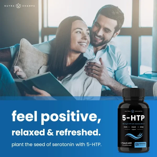 5-HTP Supplement with 200 Mg of Serotonin with Vitamins B6 and C | Supports Stress Relief, Brain Health, Mood, Sleep - Image 2