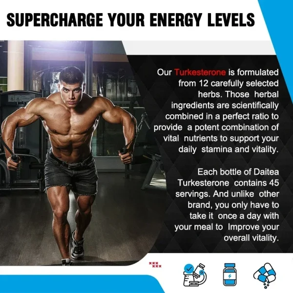 Turkesterone Supplement - Improves Male Performance, Endurance, Motivation, Focus & Muscle Mass - Non-GMO & Vegan Capsules - Image 7