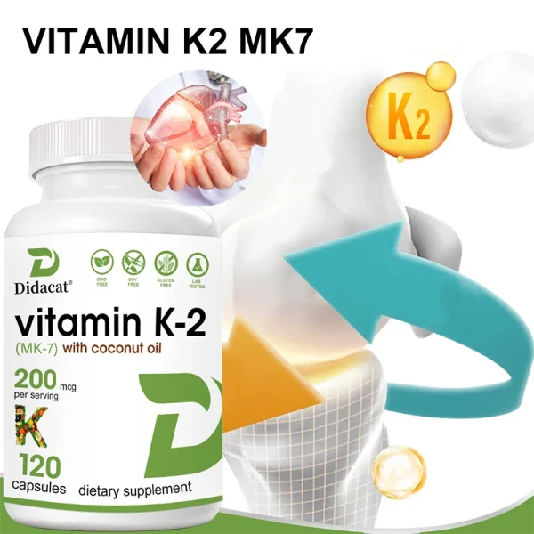 Vitamin K2 (MK-7) 200mcg Softgels, Easily Absorbed Vitamin K Supplement - Bone, Joint & Immune Support - Non-GMO Certified - Image 2