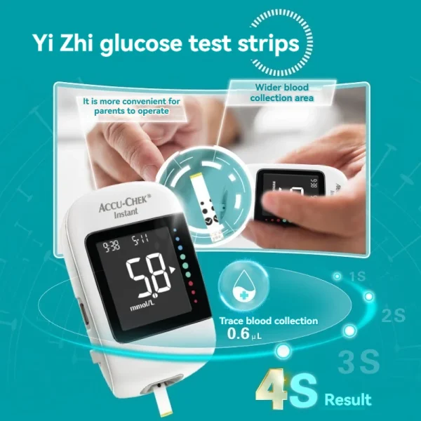 ACCU Chek Instant Blood Glucose Meter Glucometer Kit with 50/100pcs Test Strips and Lancets Medical Blood Sugar Testing Diabetes - Image 2