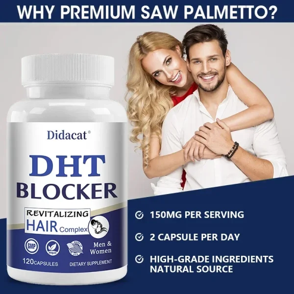 Saw Palmetto Prostate Supplement Reduces Prostate Inflammation DHT Blockers Promote Hair Growth, Hair Loss, Thinning Hair in Men - Image 3