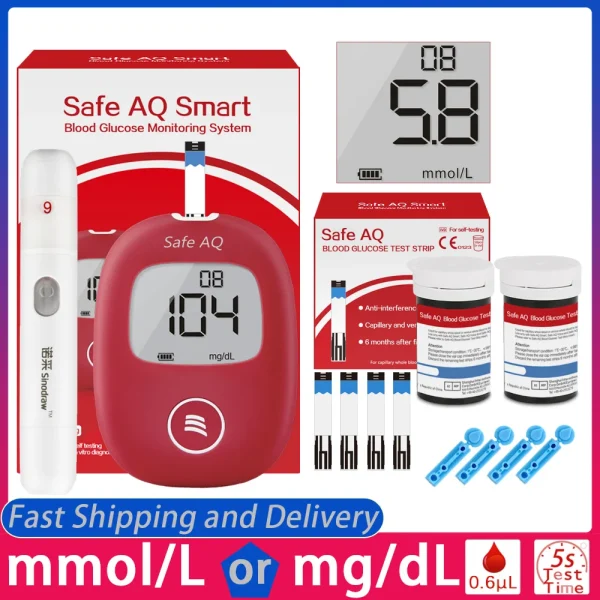 Safe AQ Blood Glucose Meter with Test Strips and Lancets Diabetes Blood Sugar Monitor Glucometer Get results fast 0.6μL sample - Image 2