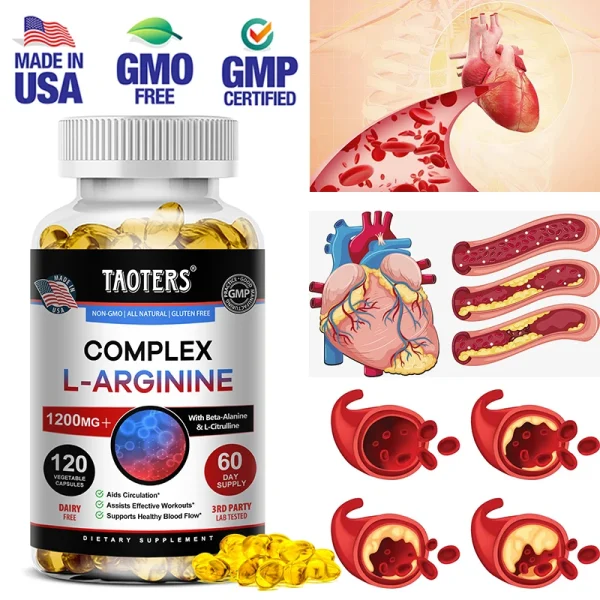 L-Arginine Nitric Oxide Supplement Helps Build Muscle and Supports Blood Flow, Circulation, Nutrient Delivery and Pumping - Image 2