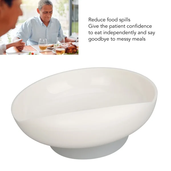 Self Feeding Adaptive Bowl Spill Proof Scoop Plate Comfortable Grip with Anti Skid Base for Parkinson Elderly Disabled for Home - Image 3