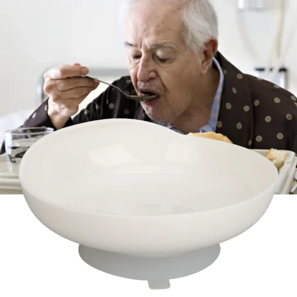 Self Feeding Adaptive Bowl Spill Proof Scoop Plate Comfortable Grip with Anti Skid Base for Parkinson Elderly Disabled for Home - Image 2