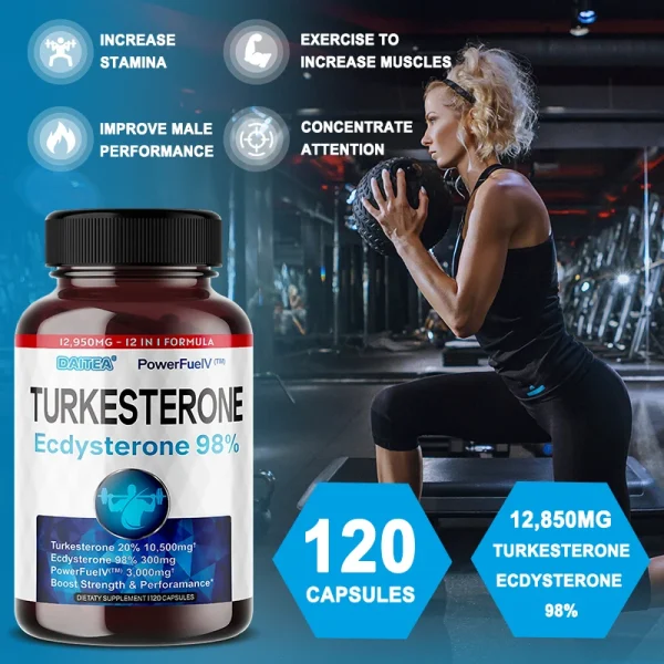 Turkesterone Supplement - Improves Male Performance, Endurance, Motivation, Focus & Muscle Mass - Non-GMO & Vegan Capsules - Image 2