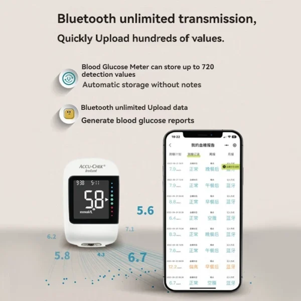 ACCU Chek Instant Blood Glucose Meter Glucometer Kit with 50/100pcs Test Strips and Lancets Medical Blood Sugar Testing Diabetes - Image 3