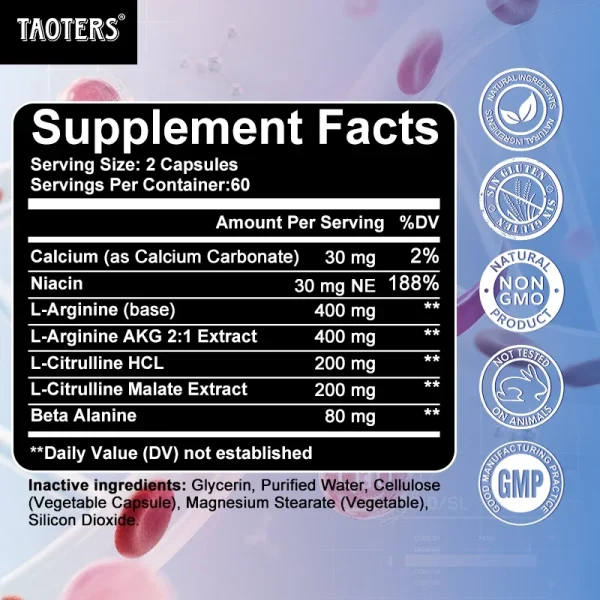 L-Arginine Nitric Oxide Supplement Helps Build Muscle and Supports Blood Flow, Circulation, Nutrient Delivery and Pumping - Image 7