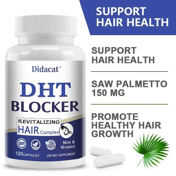 Saw Palmetto Prostate Supplement Reduces Prostate Inflammation DHT Blockers Promote Hair Growth, Hair Loss, Thinning Hair in Men