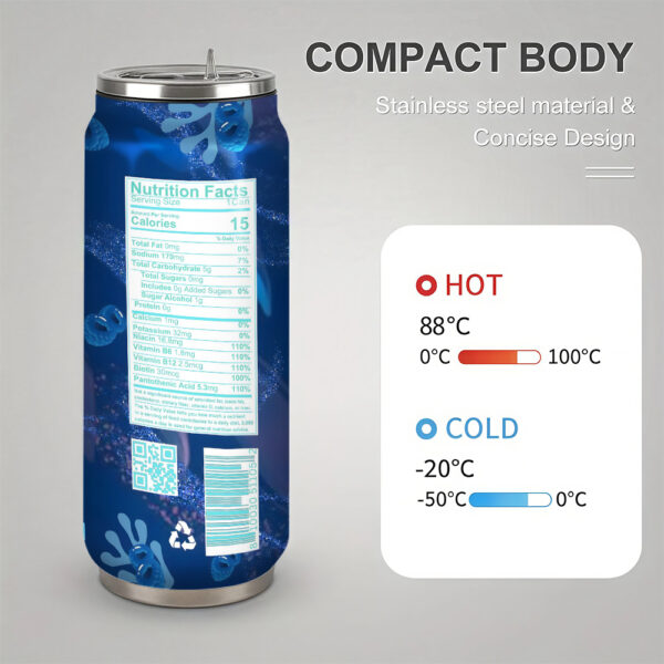 One 17Oz Breezeberry Flavored Energy Drink Can Containing Caffeine - a Double-Walled Vacuum Insulated Stainless Steel Water Bottle Suitable for Outdoor Fitness And Camping